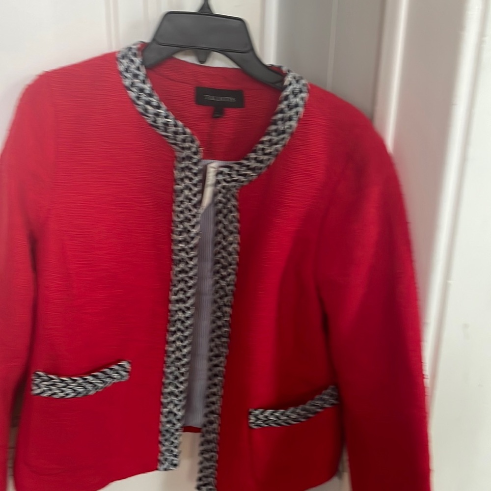 Smart Talbots Blazer in red with navy trim. New with tags!